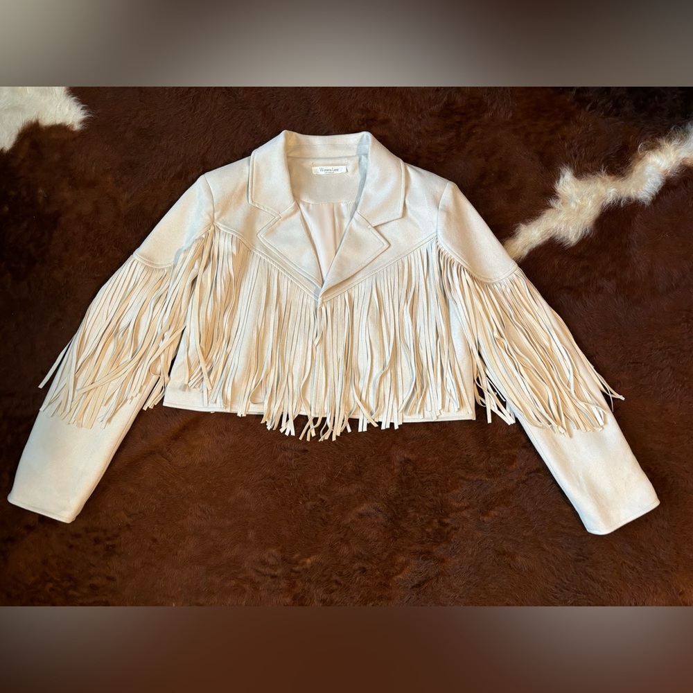 Cropped Fringe Microfiber Jacket by Wisteria Lane - Essential Statement Piece!
